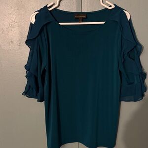 BOLD elements Deep Teal Ruffle Blouse